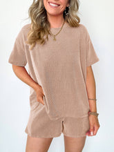 Load image into Gallery viewer, Striped Round Neck Top And Shorts Two-Piece Set