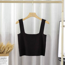 Load image into Gallery viewer, Solid Square Neck Sleeveless Knit Crop Top
