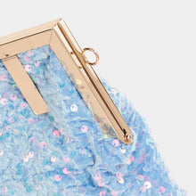 Load image into Gallery viewer, Abstract Metallic Frame Sequin Hand Bag