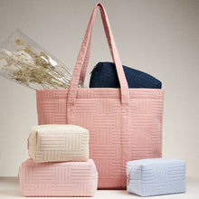 Load image into Gallery viewer, Luxe Terry Irregular Grid Pattern Tote Bag - Beach Bag