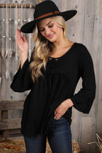 Load image into Gallery viewer, CWTTL1401-P_3/4 SLEEVE WITH NECK STRING DETAILED TOP