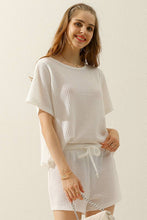 Load image into Gallery viewer, CWSTB274_SOLID WAFFLE KNIT TEE TOP &amp; DRAWSTRING WAIST SHORTS