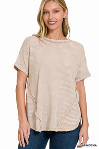 Washed Baby Waffle Short Sleeve Top
