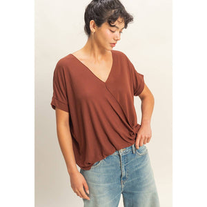 DZ22A998-V-Neck Oversized Top
