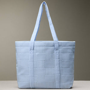 Luxe Terry Irregular Grid Pattern Tote Bag - Beach Bag
