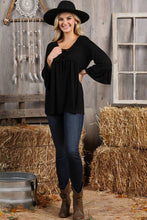 Load image into Gallery viewer, CWTTL1401-P_3/4 SLEEVE WITH NECK STRING DETAILED TOP