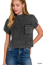 Load image into Gallery viewer, Washed Mock Neck Short Sleeve Cropped Sweater