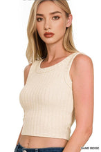 Load image into Gallery viewer, `.Ribbed Sleeveless Crop Tank Top
