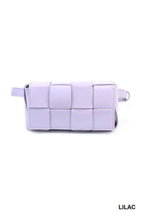 Vegan Leather Woven Crossbody Waist Bag