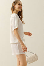 Load image into Gallery viewer, CWSTB274_SOLID WAFFLE KNIT TEE TOP &amp; DRAWSTRING WAIST SHORTS
