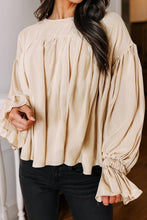 Load image into Gallery viewer, Pleated Ruffle Long Sleeve Chiffon Blouse | S-XL