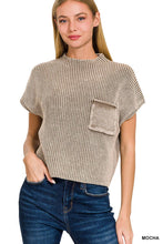 Load image into Gallery viewer, Washed Mock Neck Short Sleeve Cropped Sweater
