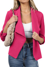Load image into Gallery viewer, CWOBL091_Casual Work Ruched 3/4 Slv Open Front Blazer Jacket