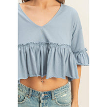 Load image into Gallery viewer, V-Neck Ruffle Hem Top
