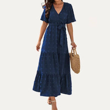 Load image into Gallery viewer, Powerful Women Flowly Swiss Dot Short Sleeve Maxi Dress