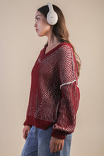 Load image into Gallery viewer, 12W3376N-Oversized Two Tone Knit Casual Sweater Top