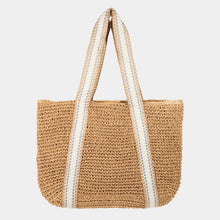 Load image into Gallery viewer, Embroidered Strap Straw Knit Tote Bag