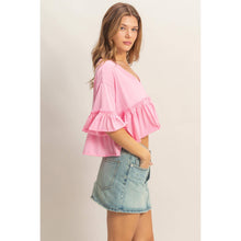 Load image into Gallery viewer, V-Neck Ruffle Hem Top