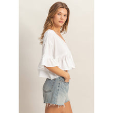 Load image into Gallery viewer, V-Neck Ruffle Hem Top