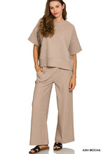 Load image into Gallery viewer, Ribbed Round Neck Tee And Pants Set