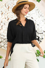Load image into Gallery viewer, CWTBLS201_JOHNNY COLLARS SHORT SLEEVE BLOUSE TOP