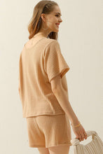 Load image into Gallery viewer, CWSTB274_SOLID WAFFLE KNIT TEE TOP &amp; DRAWSTRING WAIST SHORTS
