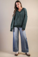 Load image into Gallery viewer, 12W3376N-Oversized Two Tone Knit Casual Sweater Top
