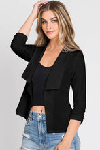 Load image into Gallery viewer, Casual Work Ruched 3/4 Sleeve Open Front Blazer
