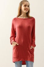 Load image into Gallery viewer, CWTTL1491-P_PLUS SIZED R NECK LONG SLEEVE SLUB LONG KNIT TOP