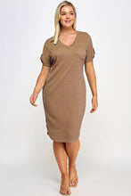 Load image into Gallery viewer, Plus Size Smocked V-neck Shirt Tail Dress PL2463P-D