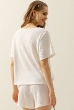 Load image into Gallery viewer, CWSTB274_SOLID WAFFLE KNIT TEE TOP &amp; DRAWSTRING WAIST SHORTS