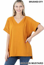 Load image into Gallery viewer, Brushed Dty Rolled Short Sleeve V Neck Top