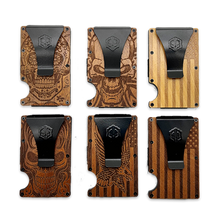 Load image into Gallery viewer, Patriot Wooden RFID Thin Wallet Money Clip Bulk Assortment