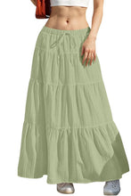 Load image into Gallery viewer, CWBLS0558 _SOLID COLOR STITCHING ELASTIC WAIST MAXI SKIRT
