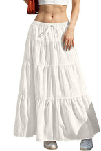 Load image into Gallery viewer, CWBLS0558 _SOLID COLOR STITCHING ELASTIC WAIST MAXI SKIRT