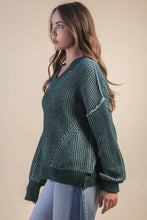 Load image into Gallery viewer, 12W3376N-Oversized Two Tone Knit Casual Sweater Top