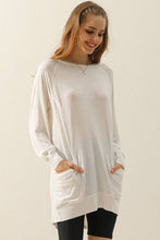 Load image into Gallery viewer, CWTTL1491-P_PLUS SIZED R NECK LONG SLEEVE SLUB LONG KNIT TOP