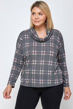 Load image into Gallery viewer, Plus Size Soft French Terry Plaid Top 17668-T