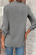 Load image into Gallery viewer, CWTDSS0044_WOMEN&#39;S V-NECK STRIPED PRINTED MID-SLEEVE SHIRT