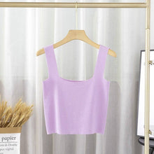Load image into Gallery viewer, Solid Square Neck Sleeveless Knit Crop Top