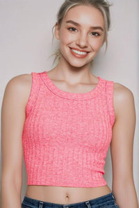 `.Ribbed Sleeveless Crop Tank Top