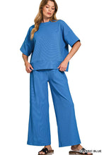 Load image into Gallery viewer, Ribbed Round Neck Tee And Pants Set