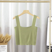 Load image into Gallery viewer, Solid Square Neck Sleeveless Knit Crop Top