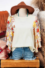 Load image into Gallery viewer, Fashion-W Floral Patchwork Half Batwing Sleeve Blouse