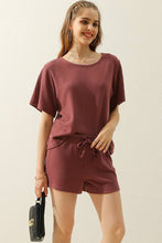 Load image into Gallery viewer, CWSTB274_SOLID WAFFLE KNIT TEE TOP &amp; DRAWSTRING WAIST SHORTS