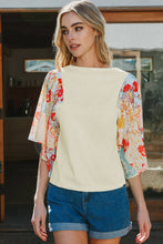Load image into Gallery viewer, Fashion-W Floral Patchwork Half Batwing Sleeve Blouse