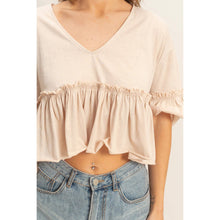 Load image into Gallery viewer, V-Neck Ruffle Hem Top