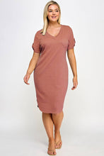 Load image into Gallery viewer, Plus Size Smocked V-neck Shirt Tail Dress PL2463P-D