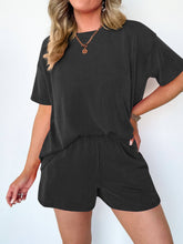 Load image into Gallery viewer, Striped Round Neck Top And Shorts Two-Piece Set