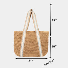 Load image into Gallery viewer, Embroidered Strap Straw Knit Tote Bag